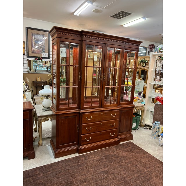 Mission Reduced Knob Creek Mission Style Cherry 2 Piece China Hutch and Buffet For Sale - Image 3 of 13