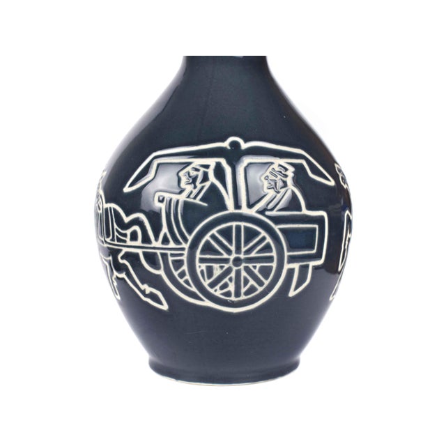 Late 20th Century Neoclassical Porcelain Chariot Vase With Greek Key Border For Sale - Image 4 of 6