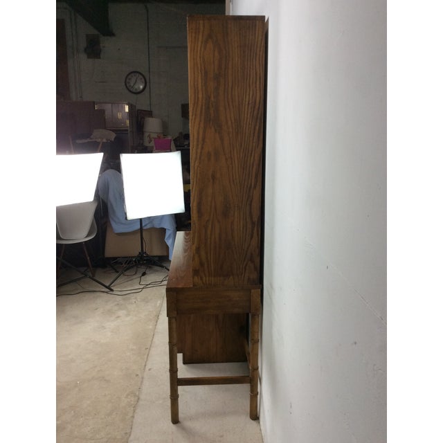 Campaign Mid Century Campaign Style Writing Desk With Shelving Unit For Sale - Image 3 of 18