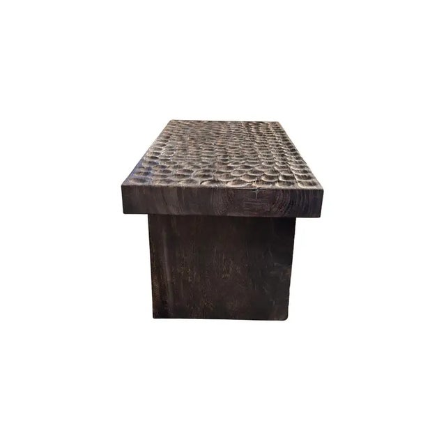 Mango Wood Table, Hand-Carved Detailing, Modern Organic For Sale - Image 4 of 6