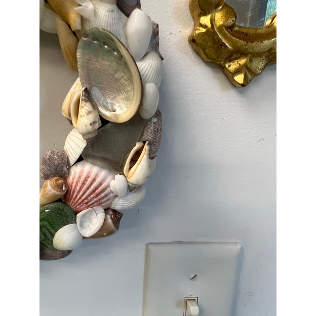 Wood Vintage Handmade Shell and Sea Glass Wall Hanging For Sale - Image 7 of 8