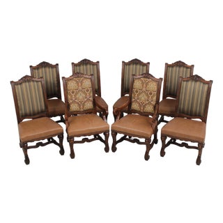 Set of 8 Henredon Walnut Finish Dining Chairs For Sale