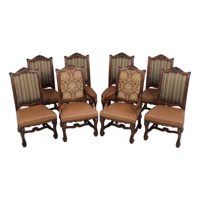 Set of 8 Henredon Walnut Finish Dining Chairs For Sale
