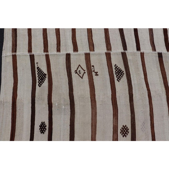 Vintage Turkish Kilim in Wool With Geometric Striped Panel Design 14'8" X18'6" For Sale - Image 10 of 13