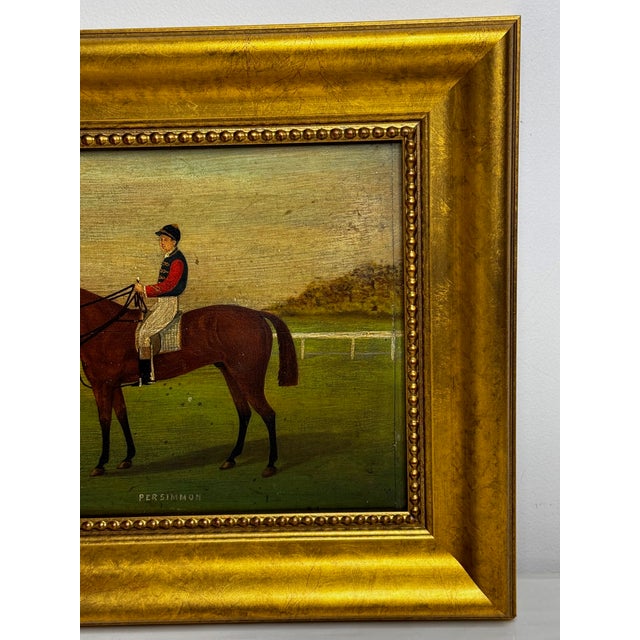 English Oil Painting of Racehorse Persimmon With Jockey Jack Watts, Royal Thoroughbred Portrait Circa 1898 in the Manner of John Frederick Herring Sr. For Sale - Image 10 of 18