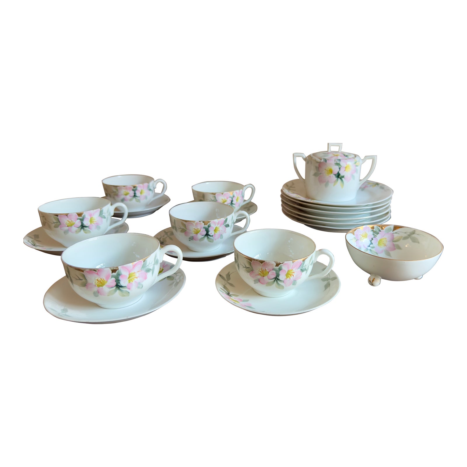Early 20th Century Nippon Azalea Porcelain Tea Set- Japan | Chairish