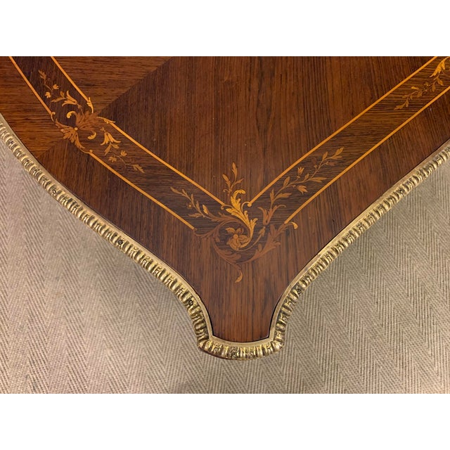 Brown Inlaid Rosewood Floral Marquetry Table, 1880 For Sale - Image 8 of 15