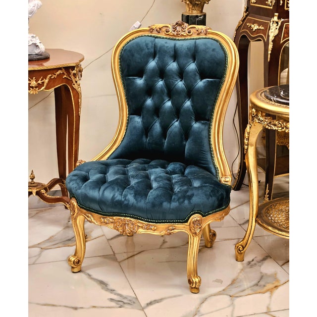 Make a statement with this French Louis XV-inspired bergère chair, featuring a richly sculpted frame finished in luminous...