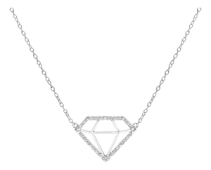 .925 Sterling Silver 1/7 Cttw Lab Grown Diamond Diamond Shaped Pendant Necklace - Size 18 Inches