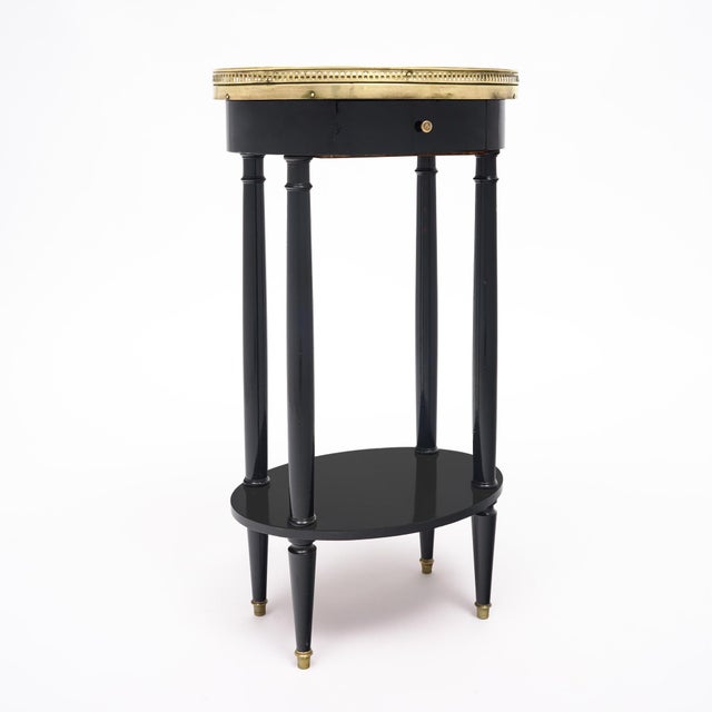 Oval, Louis XVI Style Side Table, Ebonized, French, 1920s For Sale In Austin - Image 6 of 9
