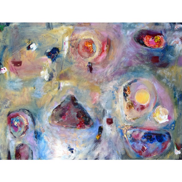 Large Contemporary Pink Abstract Expressionist Oil on Canvas Painting