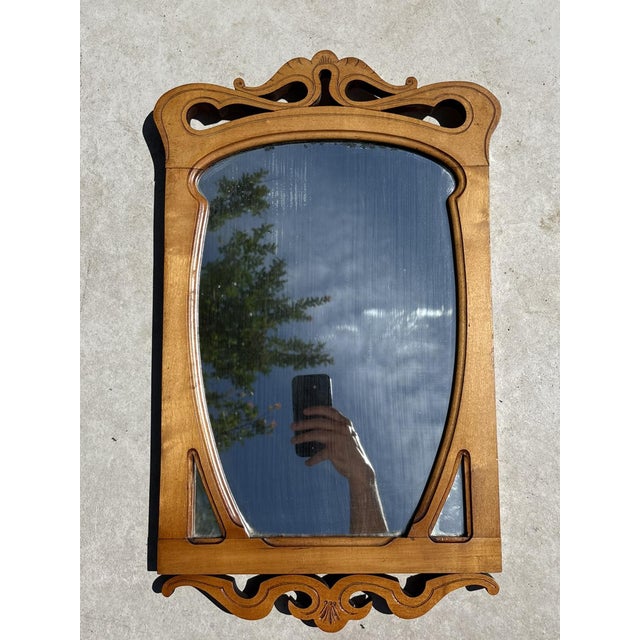 Beige Vintage Beige Wooden Table Mirror, France, 1920s For Sale - Image 8 of 18