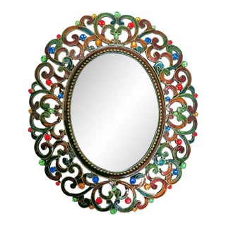 Vintage Enamel Picture Frame With Crystals For Sale