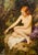 Joseph Tomanek- Nude Female Picking Flowers by the River- C1920s Oil Painting For Sale - Image 4 of 10