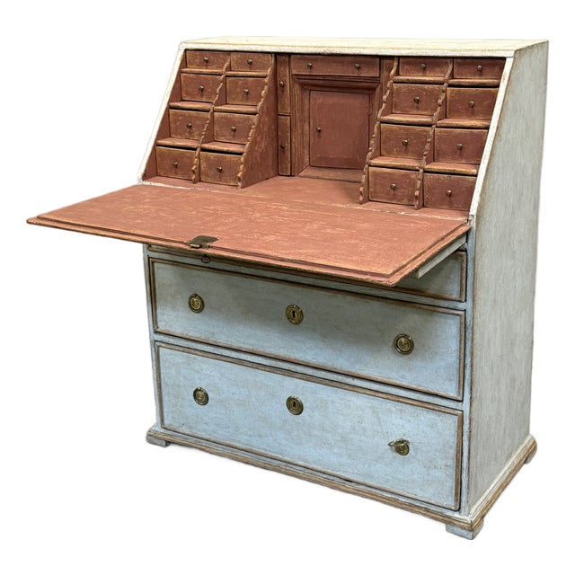 Early 19th C. Swedish Gustavian Style Painted Drop Front Writing Desk For Sale