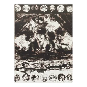 1973 Adrienne Anderson Riders Over a City Lithograph