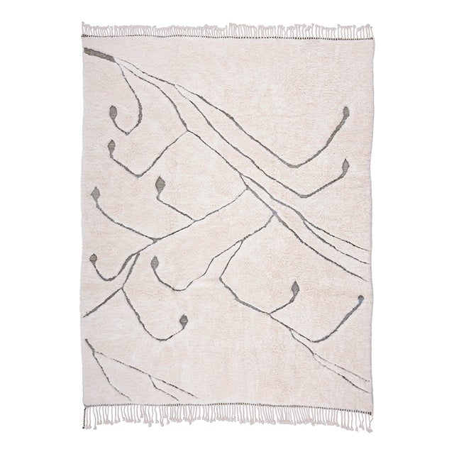 Hand-Knotted Wool Rug with Flowing Lines by Azele Studio For Sale