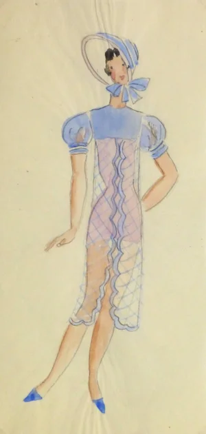 Willie & Co., Vintage Parisian Theater Sketch - Bonnet Beauty