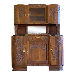 1920s Antique French Marble Top Art Nouveau (Deco) Hutch For Sale
