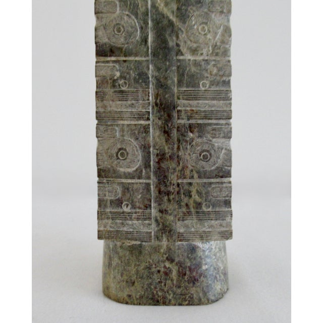 Burnt Umber Early 20th Century Antique Chinese Liangzhu Culture Hand-Carved Jade 9-Tiered Cong For Sale - Image 8 of 12