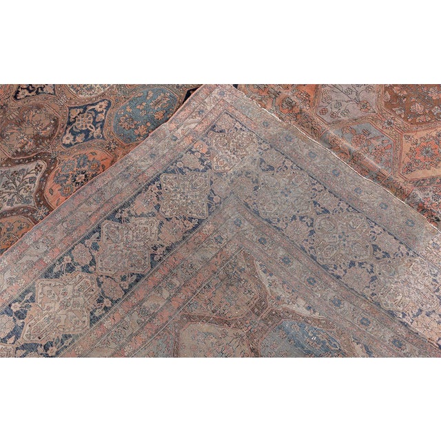 Authentic 19th Century Persian Kashan Handmade Wool Rug For Sale - Image 4 of 11