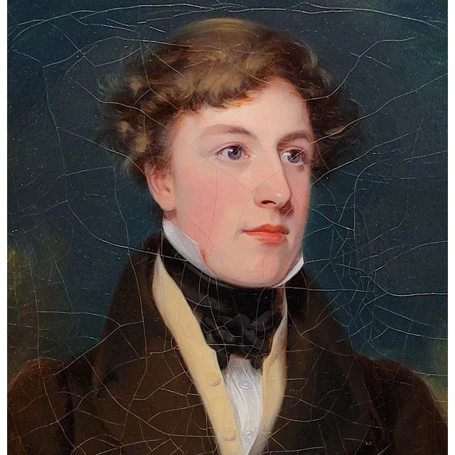 Realism George Hayter Attributed-Portrait of an Elegant Gentleman-19th Century Oil Painting For Sale - Image 3 of 9