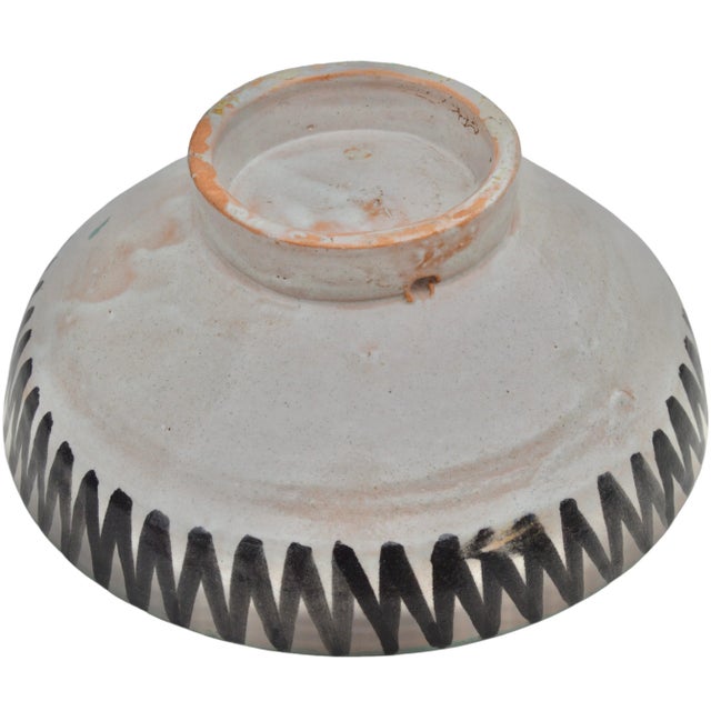 Vintage Orange & Teal Moorish Floral Ceramic Bowl For Sale - Image 11 of 11