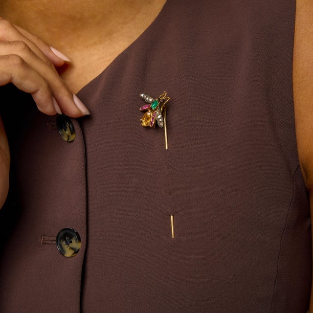 This Victorian enamel bug pin is a charming and highly expressive jewel, rich in detail and period symbolism. At its...