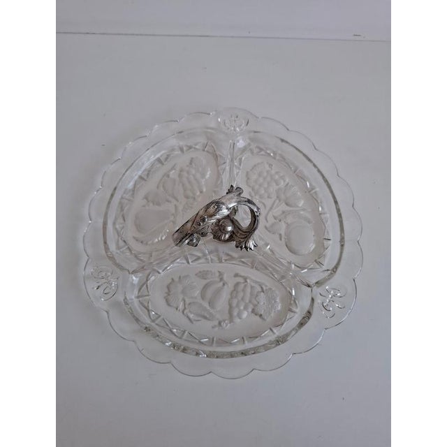 Art Deco Pressed Glass Divided Serving Dish with Alpaca Handle, 1930 For Sale - Image 16 of 18