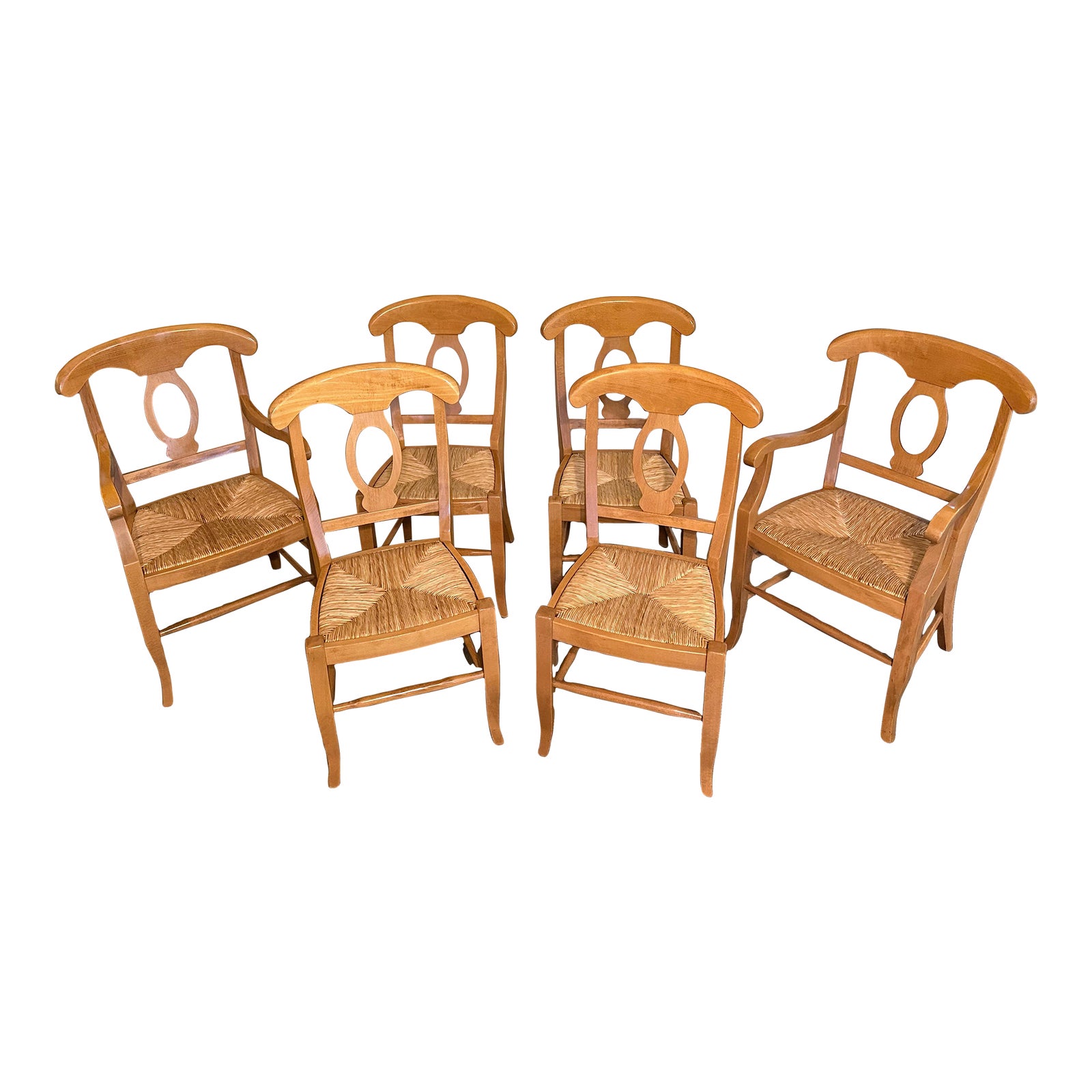 Pottery Barn Napoleon Dining Chairs With Rush Seats Set of 6 Chairish