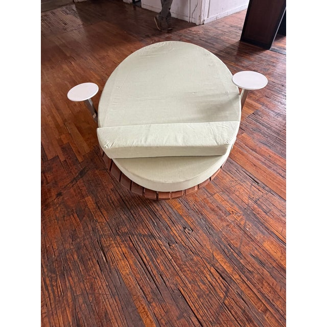 Custom Palms Hotel Las Vegas Daybed – Sculptural Oval Form With Integrated Side Tables & Caster Base For Sale - Image 15 of 16