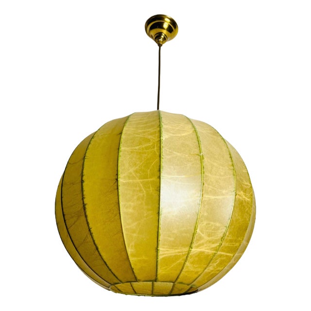 Mid-Century Round Cocoon Pendant Lamp, 1960s, Italy For Sale