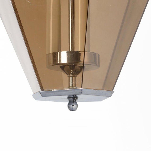 Mid-Century Modern 1970s 3 Light Smoky Gray Prism Pendant Light For Sale - Image 3 of 6