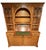 Georgian-style secretary desk, drop-down writing surface with a green leather inlay, Gothic arched glass display cabinets,...