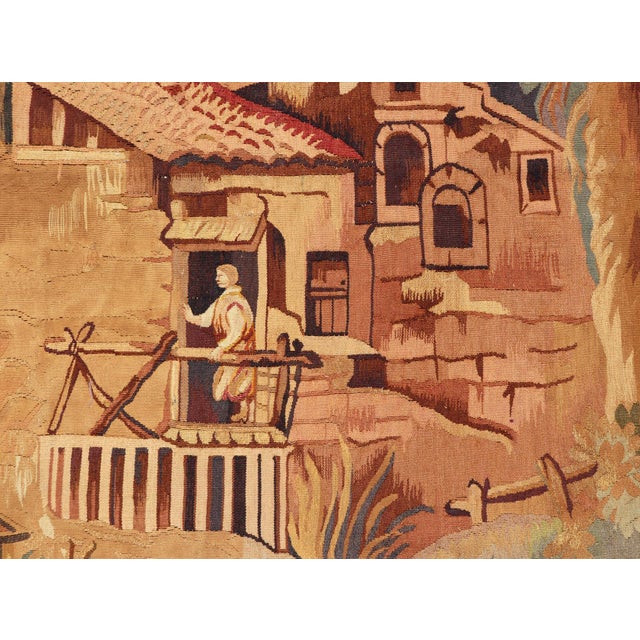 19th Century Antique French Verdure Tapestry With a Countryside Scene For Sale In Atlanta - Image 6 of 16
