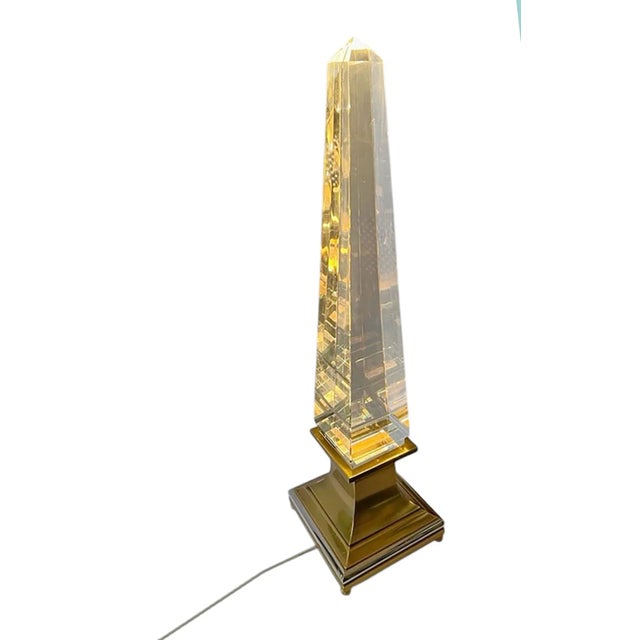 Electrified Crystal Obelisk Lamps - a Pair For Sale - Image 4 of 9
