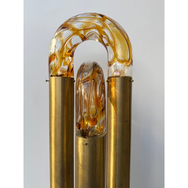 Brass Floor Lamp Murano Glass by Aldo Nason for Mazzega, Italy, 1970s For Sale - Image 10 of 11