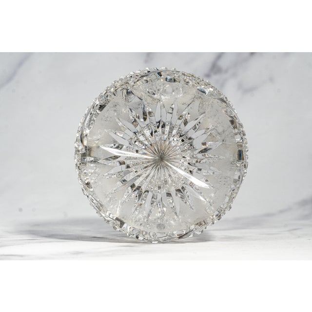 Magnificent Large Paperweight Style Cut Crystal Antique Victorian Sterling Silver Desk Inkwell Home Decor For Sale - Image 17 of 18