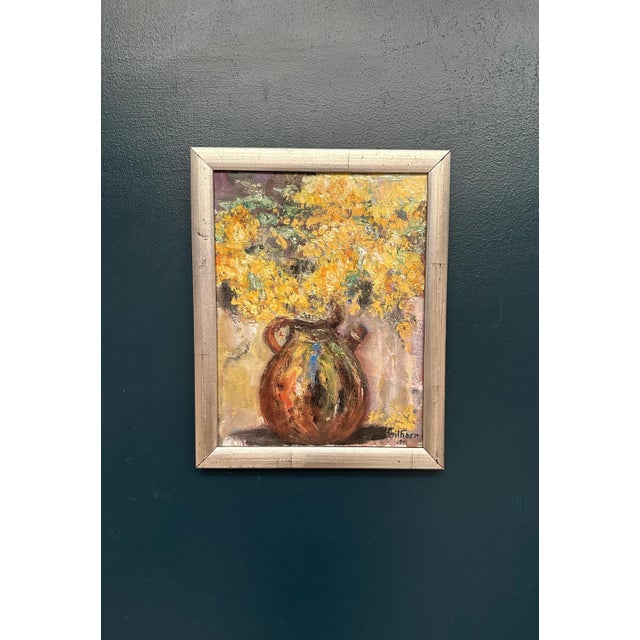 Monica Gilhorn, Vessel with Mimosa, 1950s, Oil on Canvas, Framed For Sale - Image 8 of 13