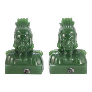 1950s Green Jade Glass Imperials Bookends For Sale