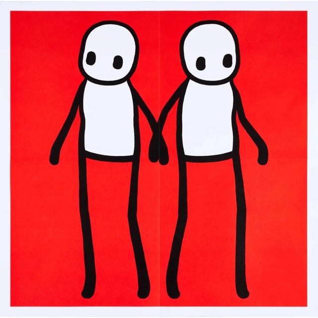 STIK, Holding Hands (Red), 2020 Lithographic print in colour on 140 gsm smooth woven paper 50 x 50 cm (19.65 x 19.65 in)...
