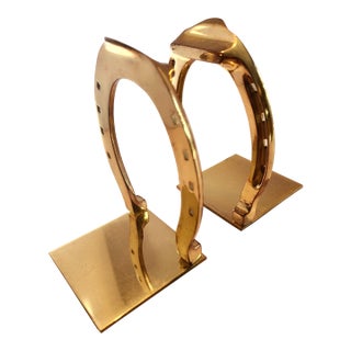 Brass Vintage Horseshoe Bookends- A Pair For Sale