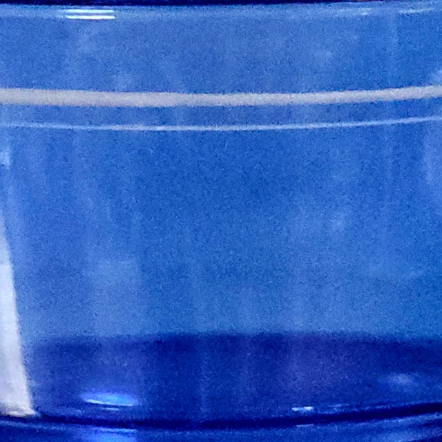 Blue Hazel Atlas Cobalt Blue White Band Glass Cereal Bowls Set of 4 5" For Sale - Image 8 of 9