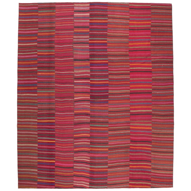 Large Vintage Turkish Striped Kilim Rug - 11'00 X 13'02 For Sale - Image 10 of 10