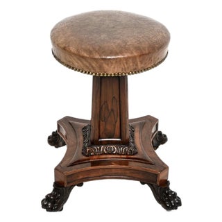 William IV Adjustable Piano Stool, 1830s For Sale