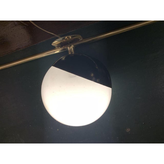 Black Art Deco Brass and Opaline Glass Wall Lamp, Italy, 1945 For Sale - Image 8 of 10