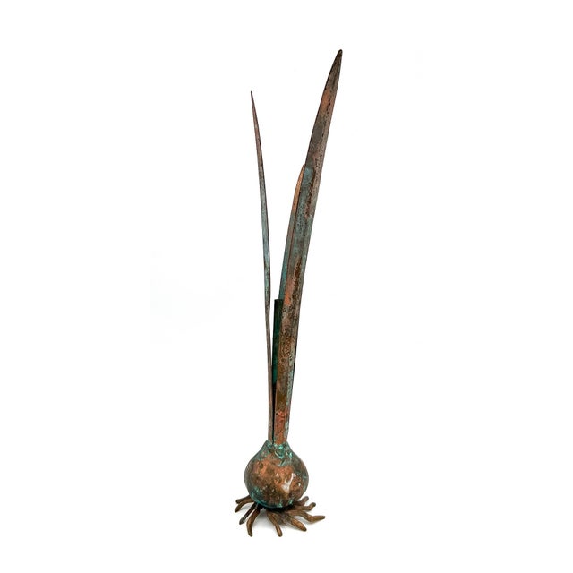 Verdigris 1985 Carnevale Verdigris Brass Sprouting Onion Bud Vase Sculpture – Organic Modern / Folk Art For Sale - Image 8 of 10