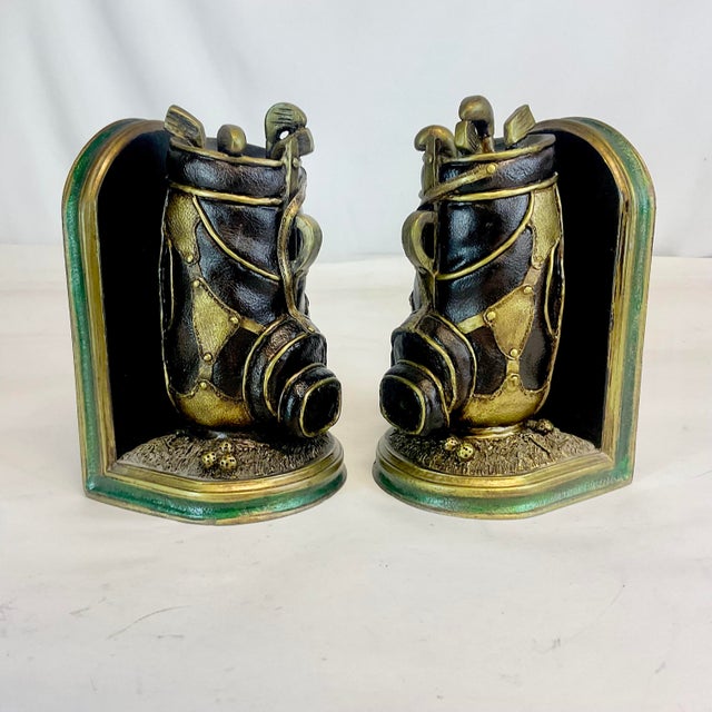 1980s Vintage Americana Boho Chic Golf Club Bag Bookends - A Pair For Sale - Image 4 of 9