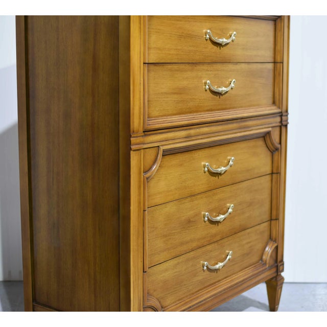 Brown Mid Century Transitional 5 Drawer Highboy Dresser For Sale - Image 8 of 15