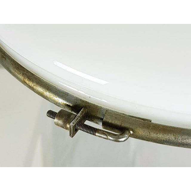 Metal Small Chrome-Plated and Opaline Glass Pendant Lamp by Otto Müller for Sistrah Licht GmbH, 1920s For Sale - Image 7 of 18